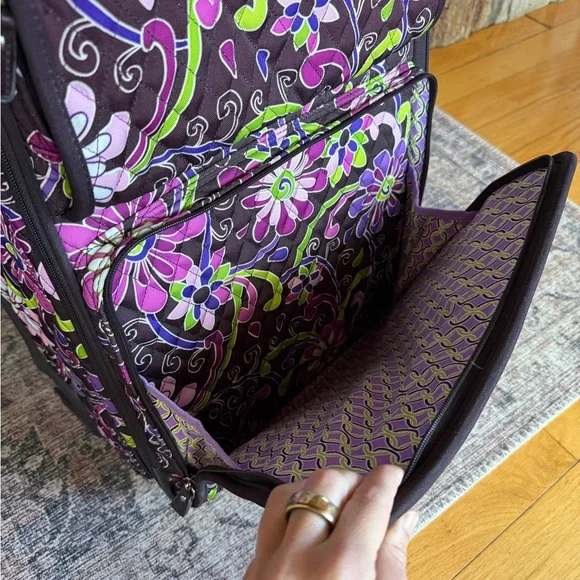 Vera Bradley Retired "Purple Punch" Purple Floral Suitcase - Purple, Brown - Picture 4 of 16